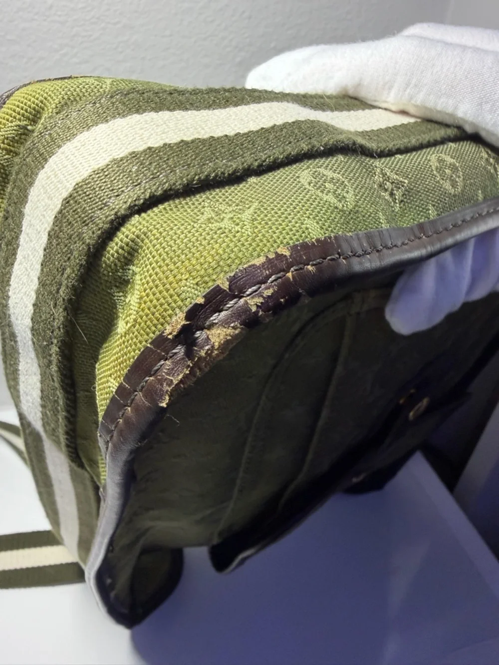 COA included - Louis Vuitton Mini Lin Monogram Shoulder Bag in Olive Green